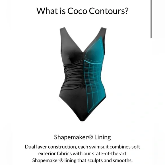 Coco Contours Reef Solitaire Bra Underwire One Piece Swimsuit Shaping Black 16 - Picture 6 of 14